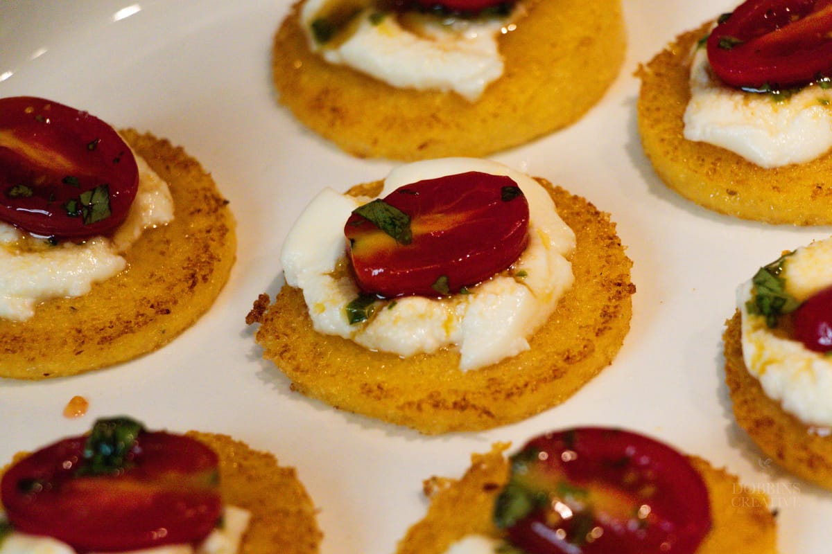 Crispy Polenta Medallions with Ricotta and Marinated Tomatoes